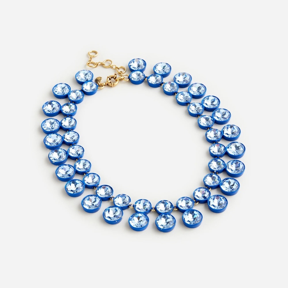 J CREW SPARKLE DOUBLE DROP NECKLACE TIDEWATER BLUE NWT